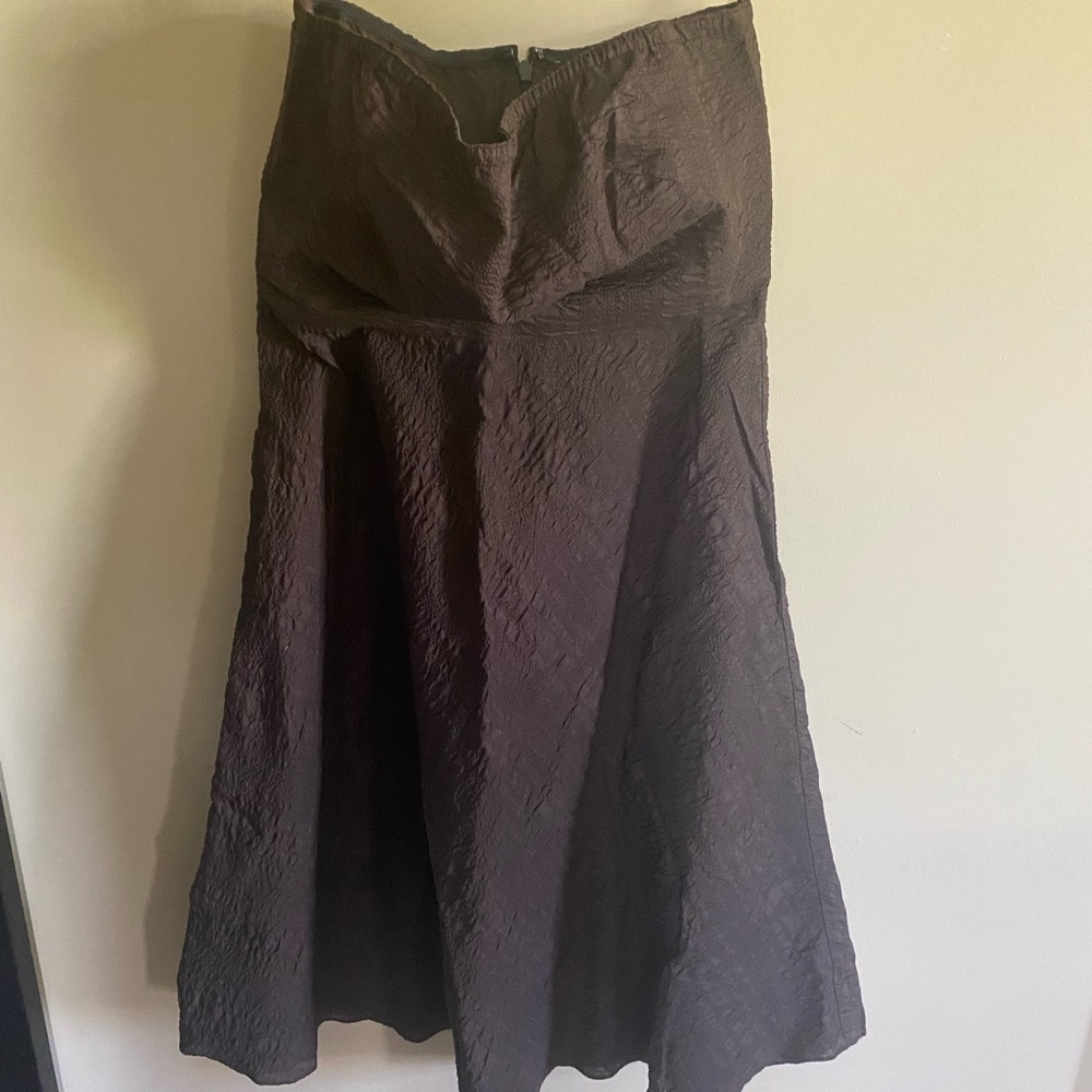 JCrew strapless brown seersucker dress